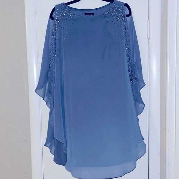 Women's Formal Dress Sz 8 Light Blue Floaty XSCAPE Studded Split Sleeve
Chiffon - Picture 5 of 15